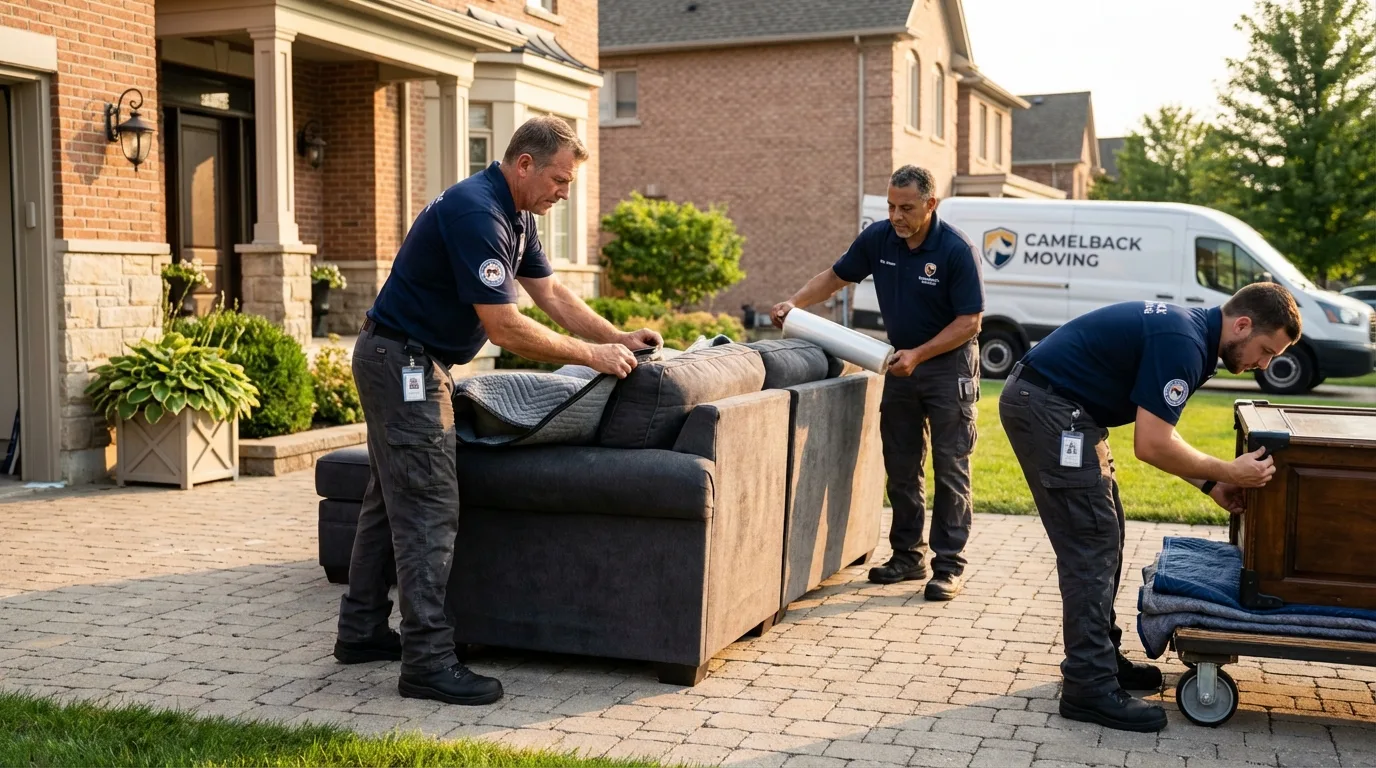 Large estate moving crew wrapping furniture in Spring Valley, IL